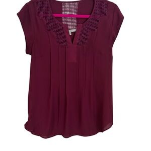 Chic Burgundy Cap Sleeve Blouse